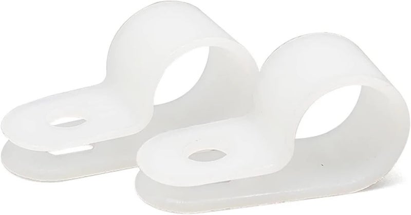 Teansic 100 Pcs White Nylon R-Type Cable Clamps, 3/4 Inch Cable Organizer Assortment Kit for Wire Management - Image 1